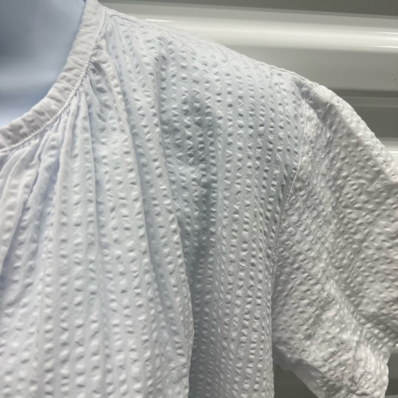 $580 Gallego Desportes Paris Seersucker Shirt Dress Tunic White Cotton S - Picture 7 of 9